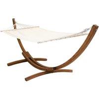 Charles Bentley Wooden Garden Hammock with Arc Stand - Cream