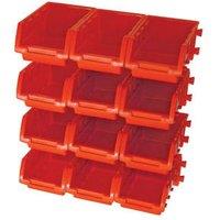 Faithfull 12 Plastic Storage Bins with Wall Mounting Rails
