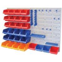 Faithfull 43 Piece Storage Bins Set with Wall Panels