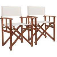 Charles Bentley FSC Eucalyptus Pair of Wooden Garden Director Chairs - Cream