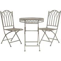 Charles Bentley Wrought Iron Garden Bistro Set - Grey