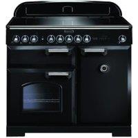 Rangemaster Classic Deluxe 100cm Induction Range Cooker - Black with Chrome Trim