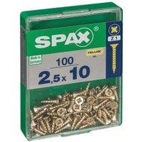 Spax Pz Countersunk Yellox Screws - 2.5x10mm Pack Of 100