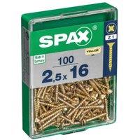 Spax Pz Countersunk Yellox Screws - 2.5x16mm Pack Of 100