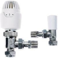 Drayton RT212 White Angled Thermostatic Radiator Valve & Lockshield - 15mm