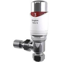 Drayton TRV4 White & Chrome Angled Thermostatic Radiator Valve - 15mm