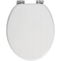 Wickes Tongue & Groove Wood Effect Soft Close Toilet Seat - White