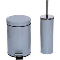 Wickes 3 Litre Grey Bin & Toilet Brush with Holder