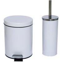 Wickes 3 Litre White Bin & Toilet Brush with Holder