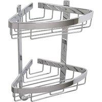 Croydex Large 2 Tier Corner Bathroom Storage Basket - Chrome