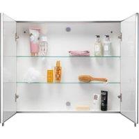 Croydex Finchley Large Double Door Silver Bathroom Cabinet - 670 x 800mm