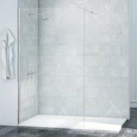 Nexa By Merlyn 8mm Chrome Frameless Wet Room Shower Screen with 1m Bracing Bar - 2015 x 900mm