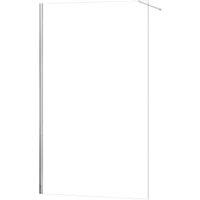 Nexa By Merlyn 8mm Chrome Frameless Wet Room Shower Screen with 1m Bracing Bar - 2015 x 700mm