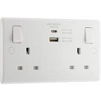 BG Slimline 13A Double 2 Gang Switched Power Socket with USB A & USB C 4.2A - White