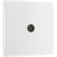BG Slimline Single Socket for TV or FM Co-Axial Aerial Connection - White