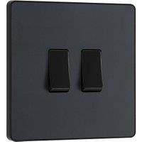 BG Evolve 20A 16Ax 2 Way Double Light Switch - Matt Grey