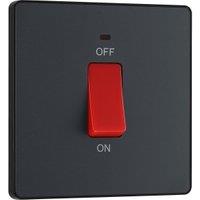 BG Evolve 45A Square Switch Double Pole with Led Power Indicator - Matt Grey