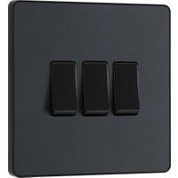 BG Evolve 20A 16Ax 2 Way Triple Light Switch - Matt Grey