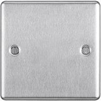 BG Screwed Raised Plate Brushed 1 Gang Blank Plate - Brushed Steel