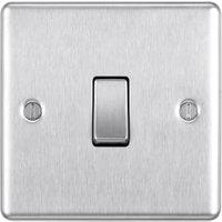 BG 2 Way 20A 16Ax Screwed Raised Plate Single Switch - Brushed Steel