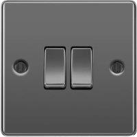 BG 10Ax 2 Way Screwed Raised Plate Double Switch - Black Nickel