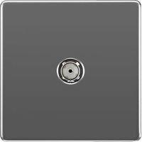 BG Screwless Flat Plate Single Socket For TV or FM Co-Axial Aerial Connection - Black Nickel