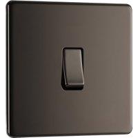 BG 10Ax 2 Way Screwless Flat Plate Single Switch - Black Nickel