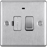 BG 13A Screwed Raised Plate Switched Fused Connection Unit with Power Indicator - Brushed Steel
