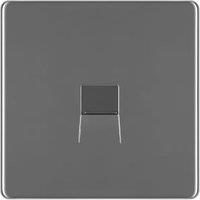 BG Screwless Flat Plate Screw Type Single Master Telephone Socket - Black Nickel