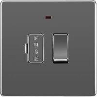 BG 13A Screwless Flat Plate Switched Fused Connection Unit with Power Indicator - Black Nickel