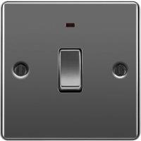 BG 20A Screwed Raised Plate Single Switch with Power Indicator - Black Nickel