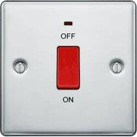 BG 45A Screwed Raised Plate Square Cooker Control Unit with Power Indicator - Polished Chrome