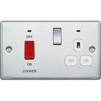 BG 45A Screwed Raised Plate Cooker Control Unit with Switched 13A Power Socket includes Power Indicators - Polished Chrome