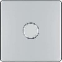 BG 400W 2 Way Push On / Off Screwless Flat Plate Single Dimmer Switch - Polished Chrome