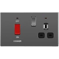 BG 45A Screwless Flat Plate Cooker Control Unit with Switched 13A Power Socket Includes Power Indicators - Black Nickel