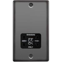 BG Screwed Raised Plate Dual Voltage Shaver Socket - Black Nickel