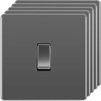 BG 2 Way 20A 16Ax Screwless Flatplate Single Switch - Black Nickel - Pack of 5