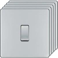 BG 2 Way 20A 16Ax Screwless Flatplate Single Switch - Polished Chrome - Pack of 5