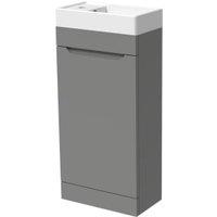 Wickes Malmo Dust Grey Cloakroom Freestanding J Pull Vanity Unit & Basin - 850 x 400mm