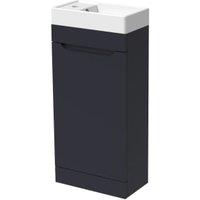 Wickes Malmo Indigo Blue Cloakroom Freestanding J Pull Vanity Unit & Basin - 850 x 400mm