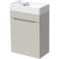 Wickes Malmo Light Grey Cloakroom Wall Hung J Pull Vanity Unit & Basin - 580 x 400mm