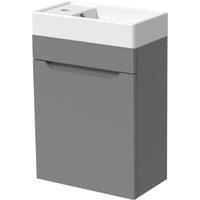 Wickes Malmo Dust Grey Cloakroom Wall Hung J Pull Vanity Unit & Basin - 580 x 400mm