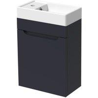 Wickes Malmo Indigo Blue Cloakroom Wall Hung J Pull Vanity Unit & Basin - 580 x 400mm