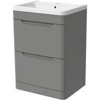 Wickes Malmo Dust Grey Freestanding J Pull Vanity Unit & Basin - 600mm
