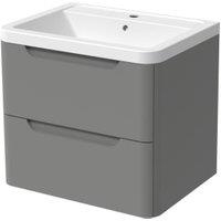 Wickes Malmo Dust Grey Wall Hung J Pull Vanity Unit & Basin - 657 x 600mm