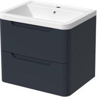 Wickes Malmo Indigo Blue Wall Hung J Pull Vanity Unit & Basin - 600mm