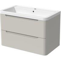 Wickes Malmo Light Grey Wall Hung J Pull Vanity Unit & Basin - 657 x 800mm