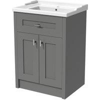 Wickes Hayman Dove Grey Traditional Freestanding Vanity Unit & Basin - 873 x 800mm