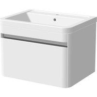 Wickes Radli White Gloss Wall Hung Vanity Unit & Basin - 600 x 547mm