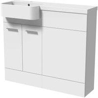 Wickes Geneva Grey P-Shaped Left Hand Freestanding Vanity & Toilet Pan Unit with Basin - 1000 x 1000mm